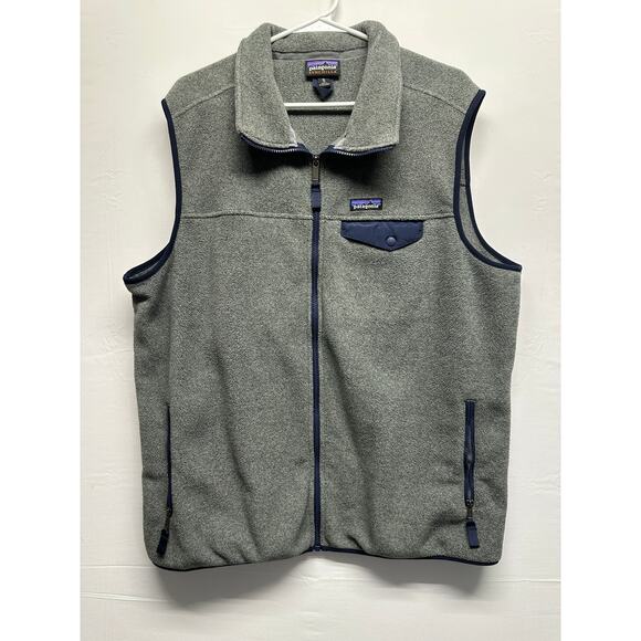 Patagonia Synchilla Mens Vest Full Zip Gray Blue Fleece Zip Pockets XL - Picture 1 of 8